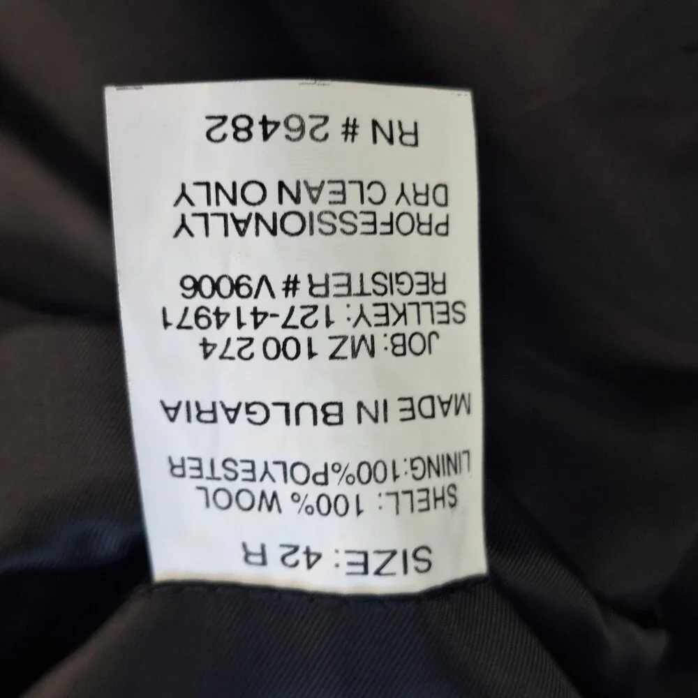 Perry Ellis Portfolio Suit Mens 44 36x31 Gray Wool Ventless 2 Btn 2 Piece Formal
